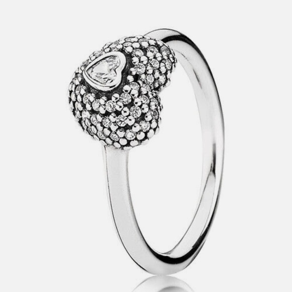 💛 Pandora 925 Silver In My Heart Pavé Ring - Picture 2 of 2